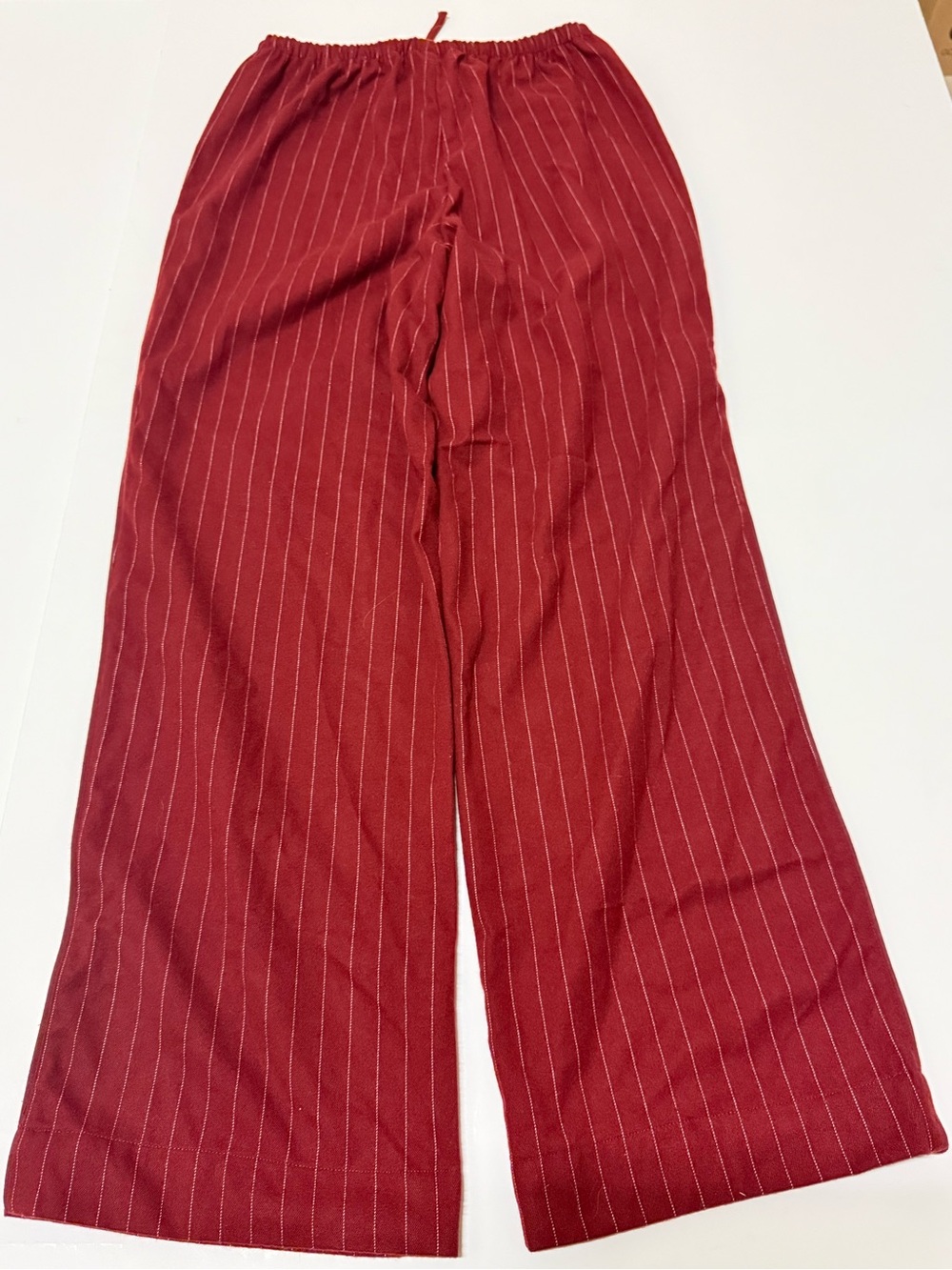 NWT Skims Women’s Flannel Pinstripe Red Wide Leg Pajama Pants Size XS